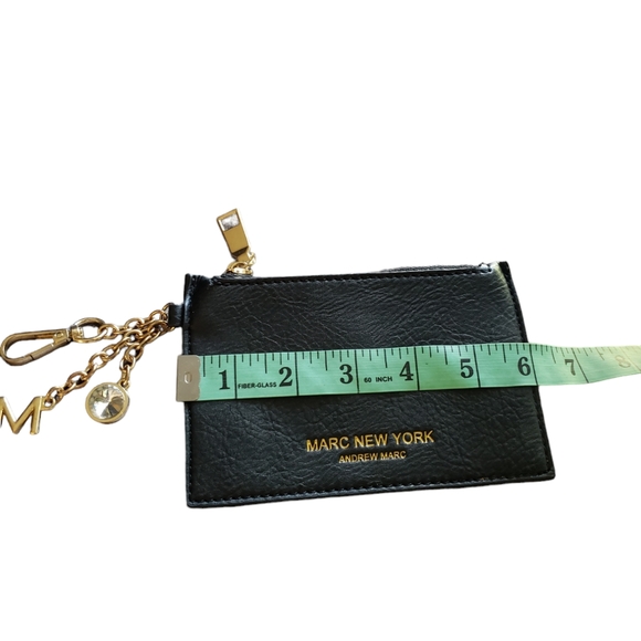 Marc New York black Andrew Marc Leather Coin Wallet Gold Keychain Bag - Picture 7 of 8